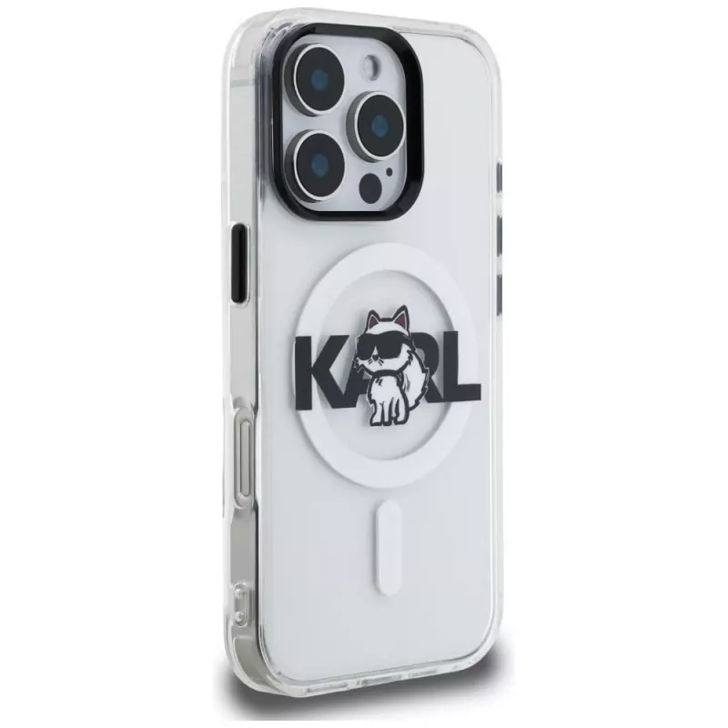 Karl Lagerfeld IML Choupette Sketch Logo MagSafe Case voor iPhone 16 Pro, transparant