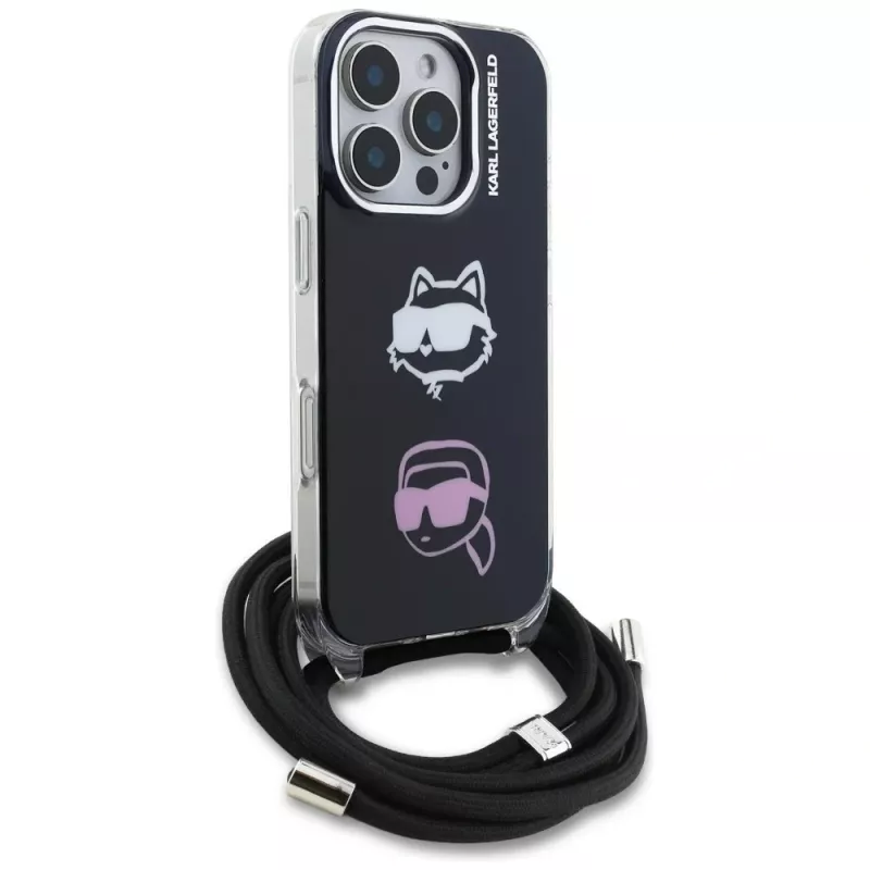 KARL LAGERFELD IML Crossbody Case voor iPhone 16 Pro, zwart