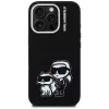 KARL LAGERFELD Silicone Karl & Choupette Sketch MagSafe Case voor Apple iPhone 16 Pro, zwart