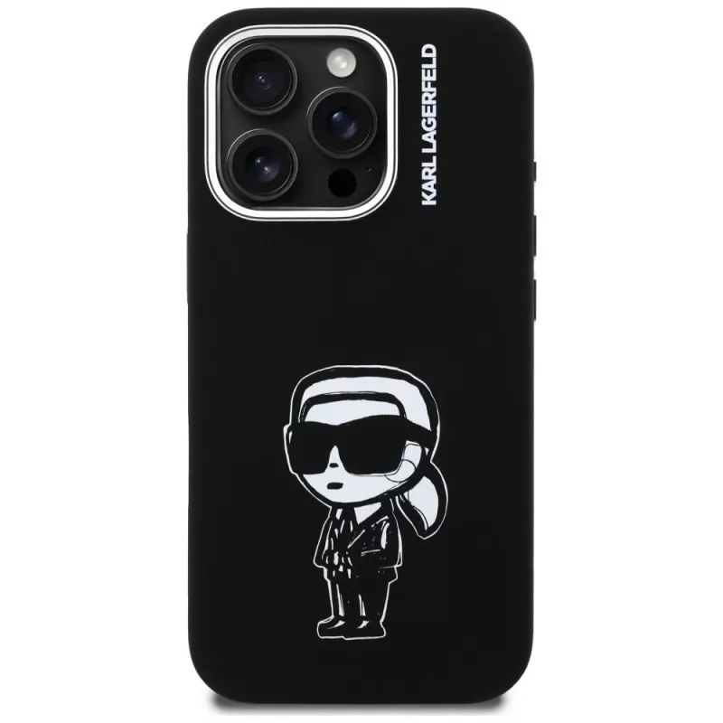 KARL LAGERFELD Silicone Karl Sketch MagSafe Case voor Apple iPhone 16 Pro Max, zwart
