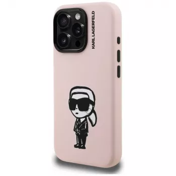 KARL LAGERFELD Silicone Karl Sketch MagSafe Case voor iPhone 16 Pro roze