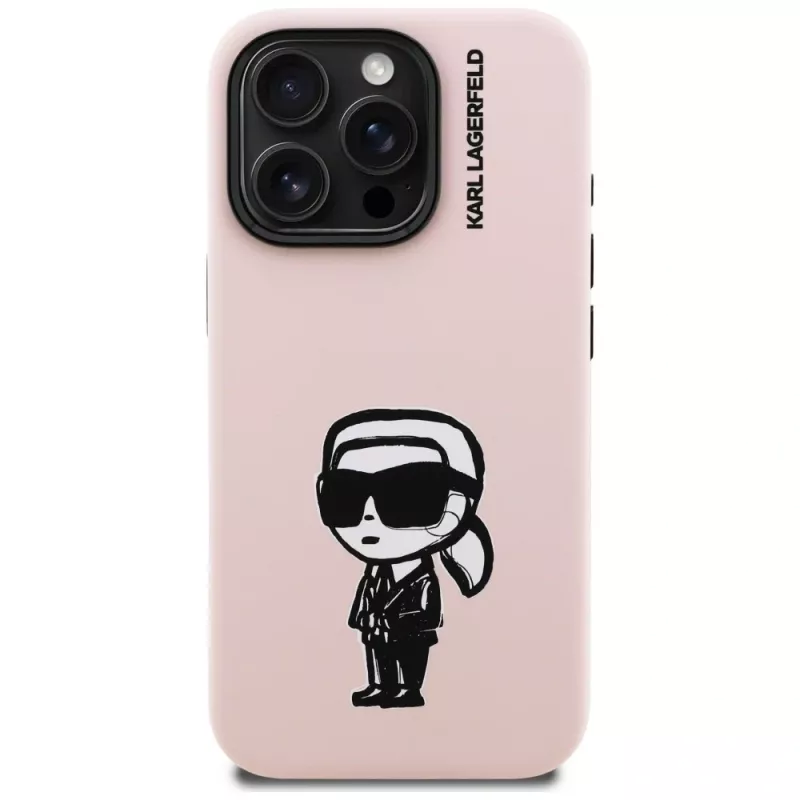 KARL LAGERFELD Silicone Karl Sketch MagSafe Case voor iPhone 16 Pro roze