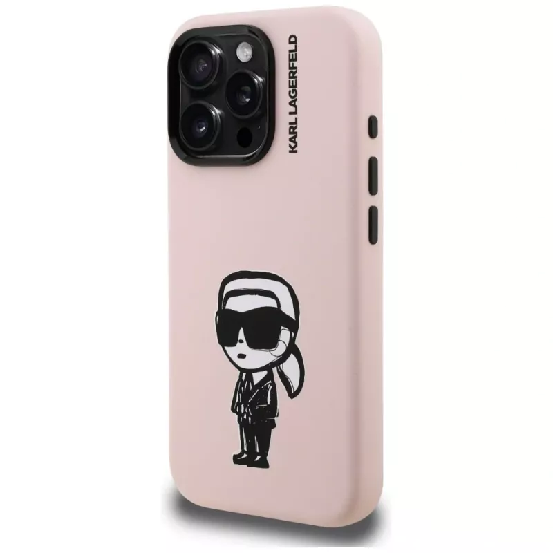 KARL LAGERFELD Silicone Karl Sketch MagSafe Case voor iPhone 16 Pro Max roze