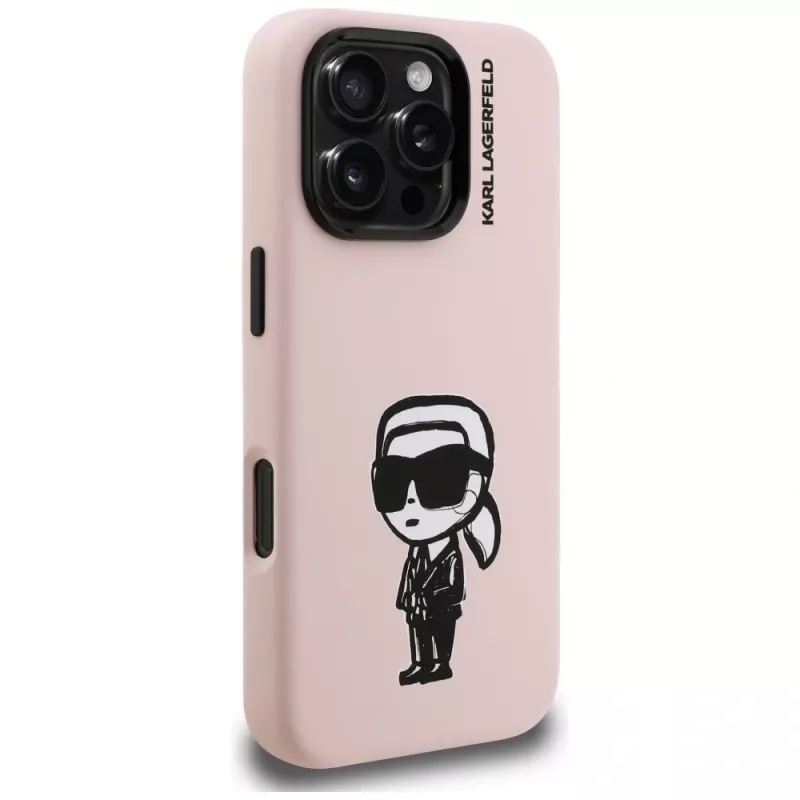 KARL LAGERFELD Silicone Karl Sketch MagSafe Case voor iPhone 16 Pro Max roze