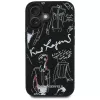 KARL LAGERFELD Grained Pattern & Logo MagSafe Case voor iPhone 16, zwart