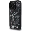 KARL LAGERFELD Grained Pattern & Logo MagSafe Case voor iPhone 16 Pro, zwart