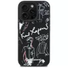 KARL LAGERFELD Grained Pattern & Logo MagSafe Case voor iPhone 16 Pro, zwart