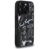KARL LAGERFELD Grained Pattern & Logo MagSafe Case voor iPhone 16 Pro, zwart