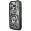 KARL LAGERFELD Liquid Glitter Choupette Logo Case voor iPhone 16 Pro, zwart