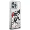 KARL LAGERFELD Liquid Glitter Choupette Logo Case voor iPhone 16 Pro, transparant