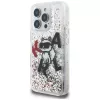Karl Lagerfeld Liquid Glitter Choupette Logo Case voor Apple iPhone 16 Pro Max, transparant