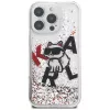 Karl Lagerfeld Liquid Glitter Choupette Logo Case voor Apple iPhone 16 Pro Max, transparant