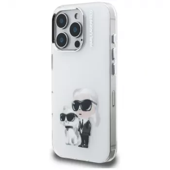 Karl Lagerfeld IML Aquarelle Karl & Choupette & Logo Case voor iPhone 16 Pro Max wit