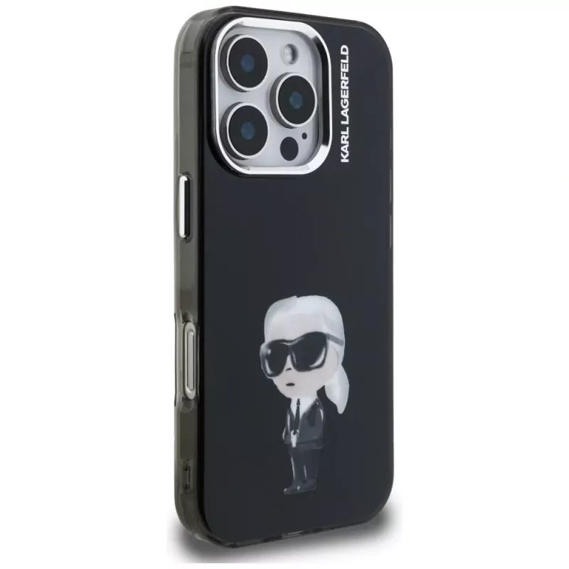 Karl Lagerfeld IML Aquarelle Karl & Logo Case voor Apple iPhone 16 Pro, zwart