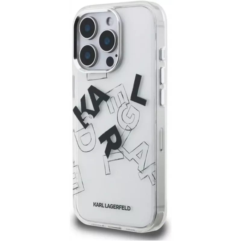 Karl Lagerfeld IML Sketched Graphic Case voor iPhone 16 Pro transparant