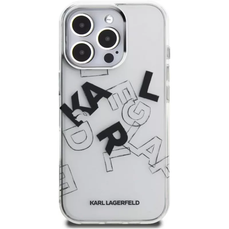 Karl Lagerfeld IML Sketched Graphic Case voor iPhone 16 Pro transparant
