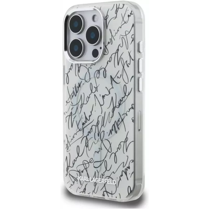 KARL LAGERFELD IML Karl ScriptPattern MagSafe Case voor Apple iPhone 16 Pro Max - wit