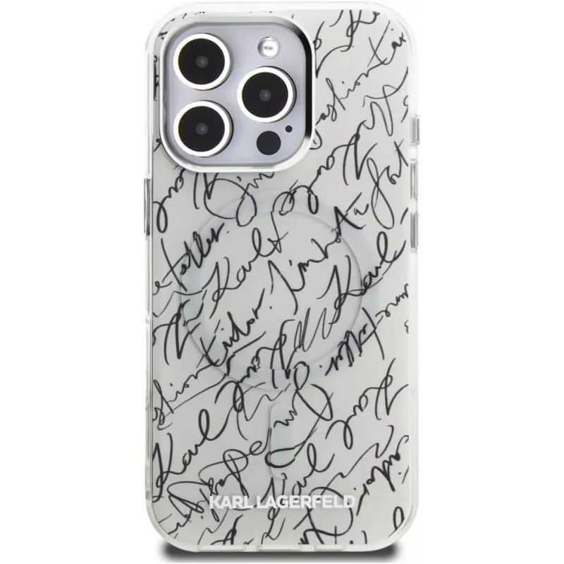 KARL LAGERFELD IML Karl ScriptPattern MagSafe Case voor Apple iPhone 16 Pro Max - wit