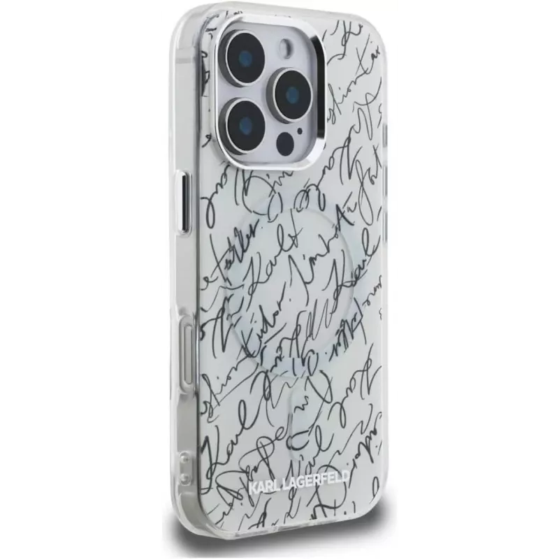 KARL LAGERFELD IML Karl ScriptPattern MagSafe Case voor Apple iPhone 16 Pro Max - wit