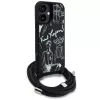 Karl Lagerfeld Crossbody GrainedPattern & Logo Case voor iPhone 16, zwart