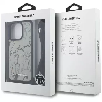 Karl Lagerfeld Crossbody Case met grained patroon & logo voor iPhone 16 Pro Max, grijs