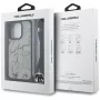 Karl Lagerfeld Crossbody Case met grained patroon & logo voor iPhone 16 Pro Max, grijs
