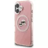 KARL LAGERFELD IML Glitter Karl & Choupette Heads Logo MagSafe Case voor Apple iPhone 16 - roze