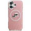 KARL LAGERFELD IML Glitter Karl & Choupette Heads Logo MagSafe Case voor Apple iPhone 16 - roze