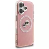 KARL LAGERFELD IML Glitter Karl & Choupette Heads Logo MagSafe Case voor Apple iPhone 16 - roze