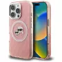 Karl Lagerfeld IML Glitter Karl & Choupette Heads Logo MagSafe Case voor iPhone 16 Pro roze