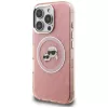 Karl Lagerfeld IML Glitter Karl & Choupette Heads Logo MagSafe Case voor iPhone 16 Pro roze