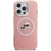 Karl Lagerfeld IML Glitter Karl & Choupette Heads Logo MagSafe Case voor iPhone 16 Pro roze