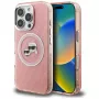 KARL LAGERFELD IML Glitter Karl & Choupette Heads Logo MagSafe Case voor iPhone 16 Pro Max, roze