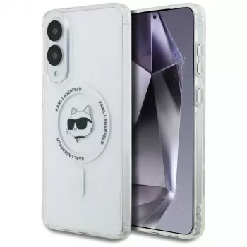 Karl Lagerfeld Button Choupette Head Printed Logo MagSafe Case voor Samsung Galaxy S25 Edge wit