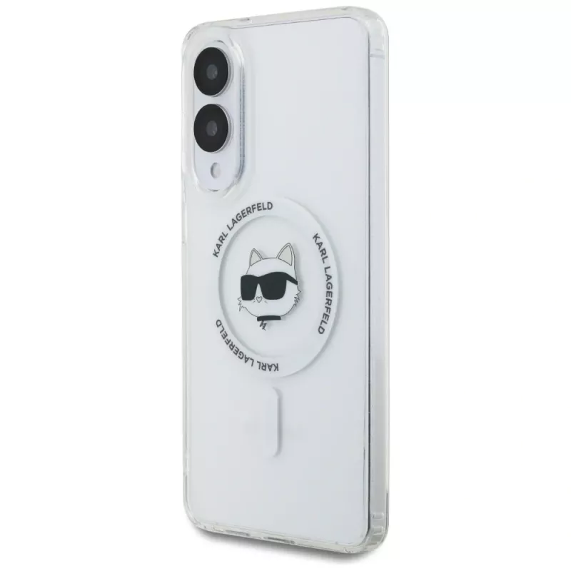 Karl Lagerfeld Button Choupette Head Printed Logo MagSafe Case voor Samsung Galaxy S25 Edge wit