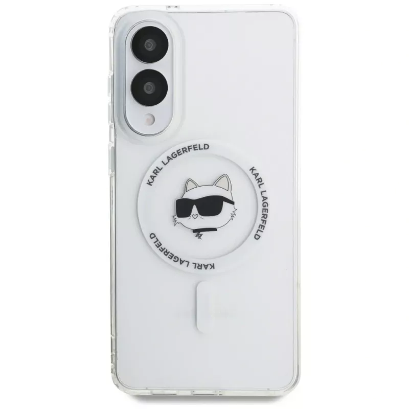 Karl Lagerfeld Button Choupette Head Printed Logo MagSafe Case voor Samsung Galaxy S25 Edge wit