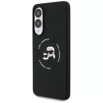 KARL LAGERFELD Silicone Double Heads and Circle MagSafe Case voor Samsung Galaxy S25 Edge, zwart