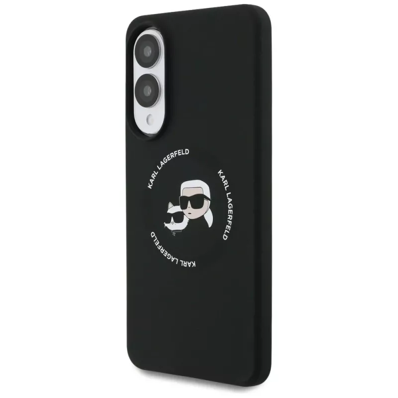 KARL LAGERFELD Silicone Double Heads and Circle MagSafe Case voor Samsung Galaxy S25 Edge, zwart