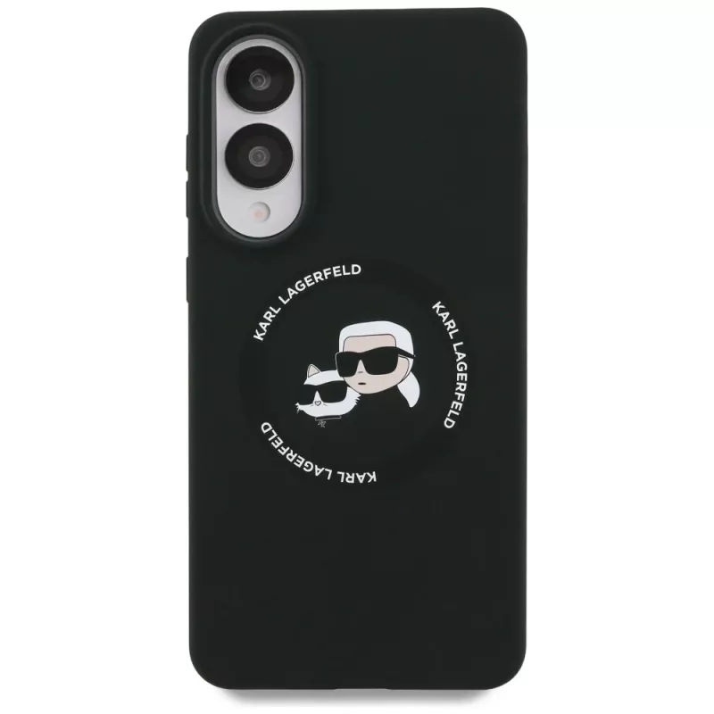 KARL LAGERFELD Silicone Double Heads and Circle MagSafe Case voor Samsung Galaxy S25 Edge, zwart