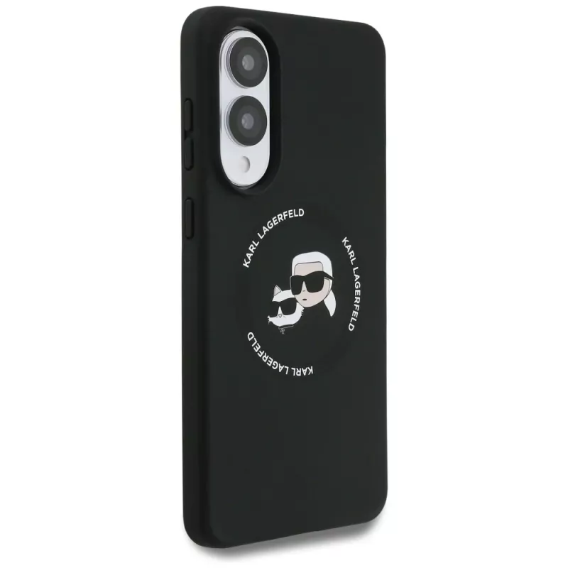 KARL LAGERFELD Silicone Double Heads and Circle MagSafe Case voor Samsung Galaxy S25 Edge, zwart