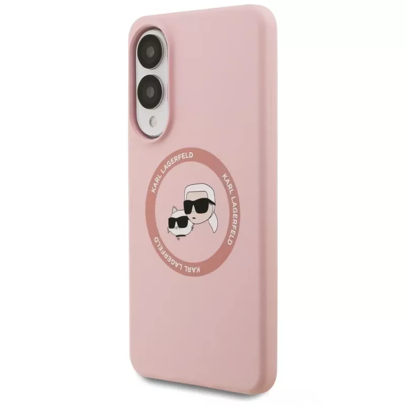 Karl Lagerfeld Silicone DoubleHeads And Circle MagSafe Case voor Samsung Galaxy S25 Edge roze