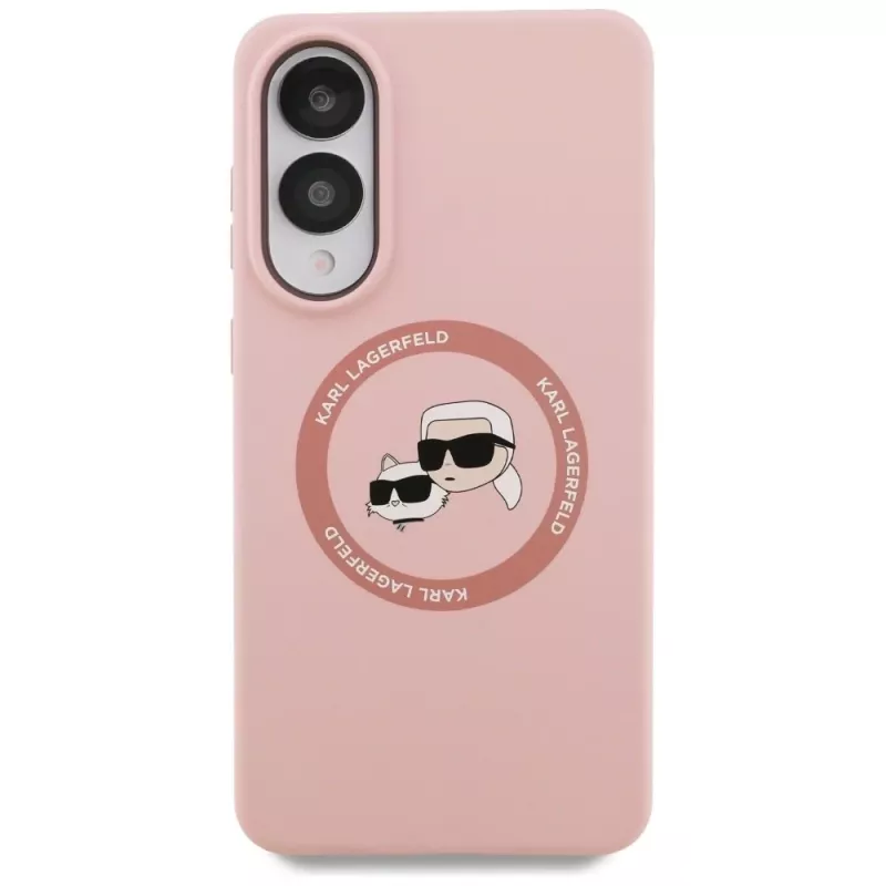 Karl Lagerfeld Silicone DoubleHeads And Circle MagSafe Case voor Samsung Galaxy S25 Edge roze