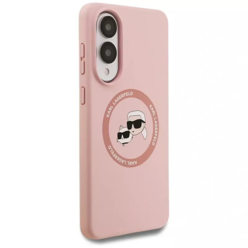 Karl Lagerfeld Silicone DoubleHeads And Circle MagSafe Case voor Samsung Galaxy S25 Edge roze
