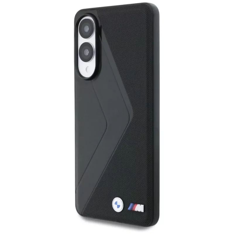 BMW Leder Oversized Stripes MagSafe Case voor Samsung Galaxy S25 Edge zwart