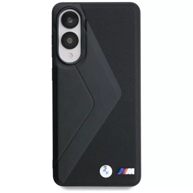 BMW Leder Oversized Stripes MagSafe Case voor Samsung Galaxy S25 Edge zwart