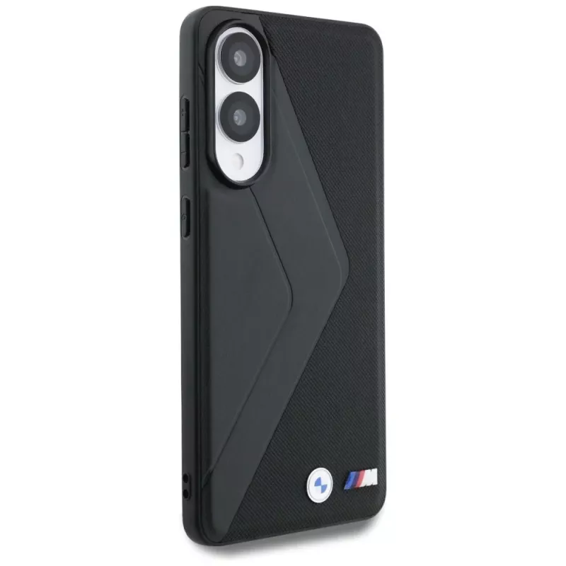 BMW Leder Oversized Stripes MagSafe Case voor Samsung Galaxy S25 Edge zwart