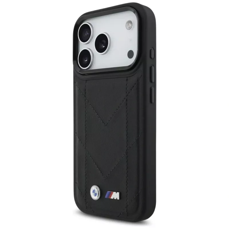 BMW M Quilted Logo MagSafe-hoesje voor Apple iPhone 17 Pro, zwart