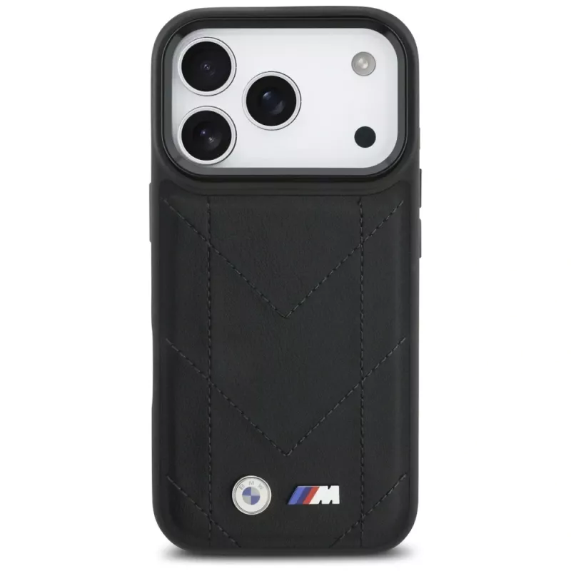 BMW M Quilted Logo MagSafe-hoesje voor Apple iPhone 17 Pro, zwart