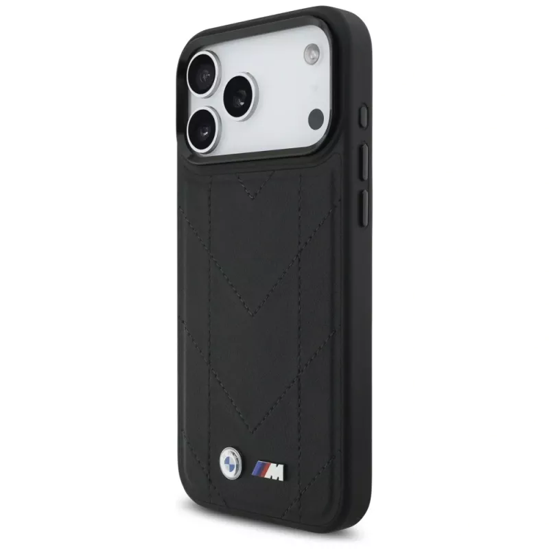 BMW M Quilted Logo MagSafe-hoesje voor Apple iPhone 17 Pro Max, zwart