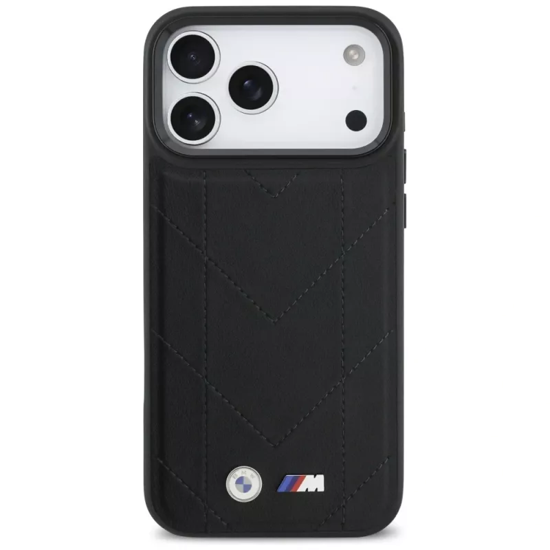 BMW M Quilted Logo MagSafe-hoesje voor Apple iPhone 17 Pro Max, zwart